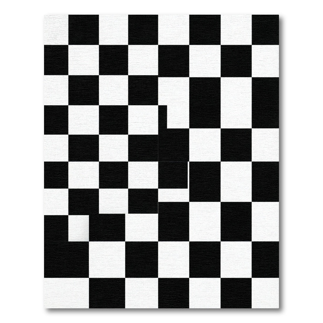Bold Black and White Checkered Grid Rug
