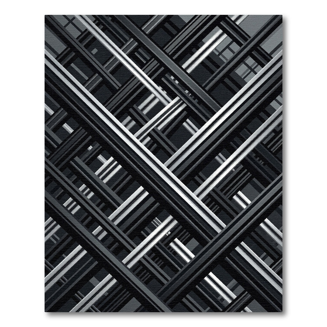 Modern Monochrome Linear Geometric Grid Rug