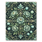 Pale Teal Floral Acanthus Swirl Rug