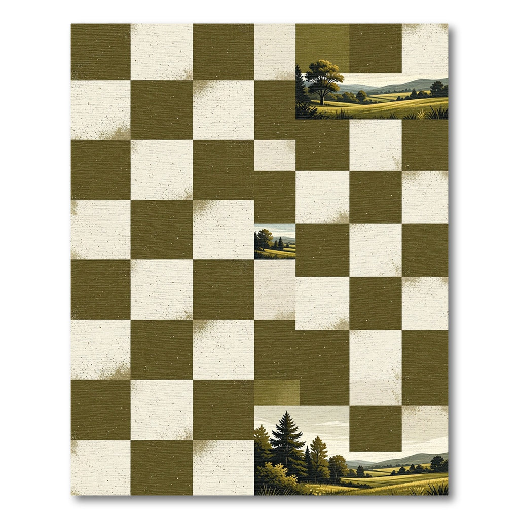 Checkerboard Nature Landscape Rug