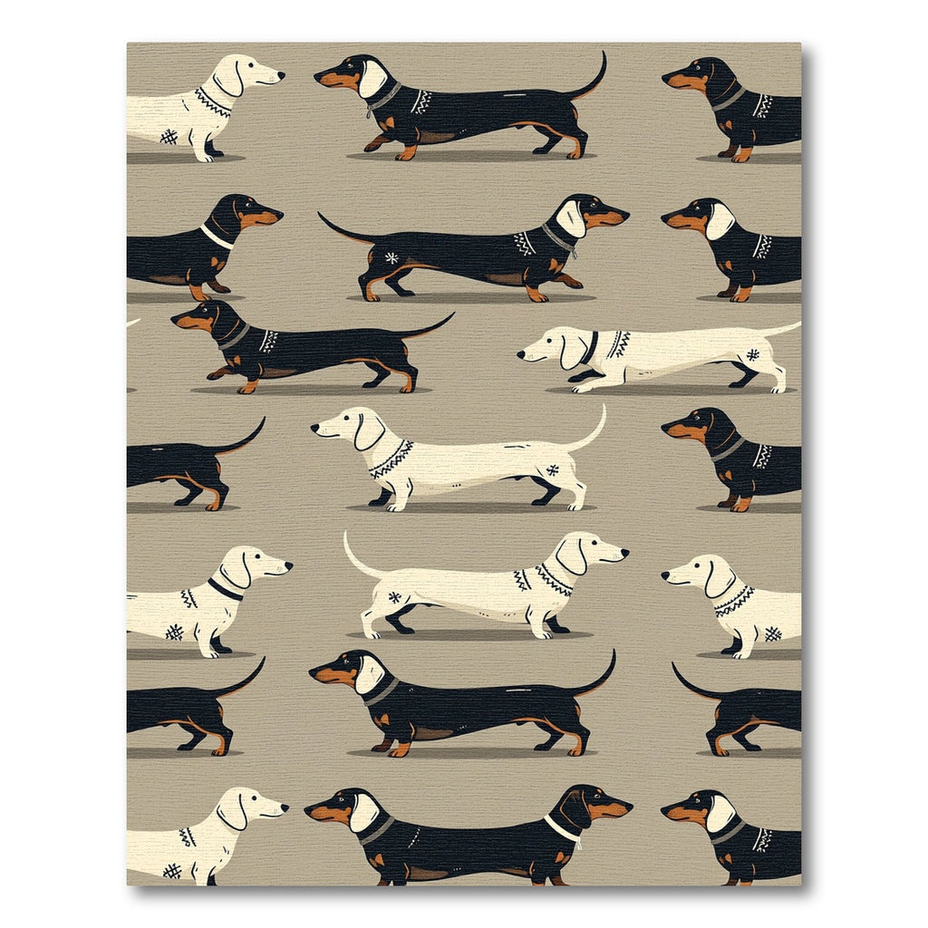 Playful Dachshund Dog Nordic Knit Art Rug