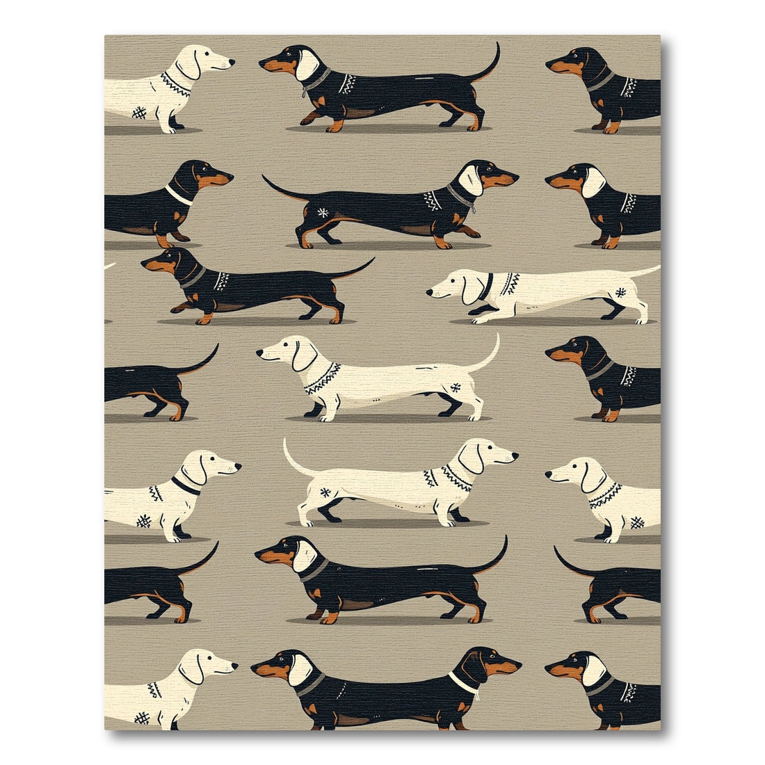 Playful Dachshund Dog Nordic Knit Art Rug