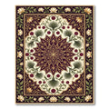 Ornate Floral Medallion Burgundy Ivory Rug
