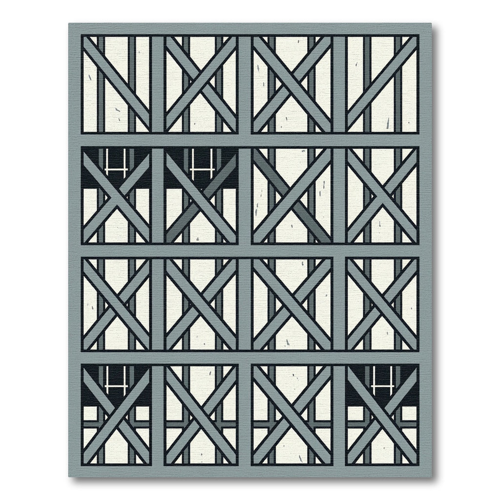 Gray Geometric Interlocking Square Window Rug