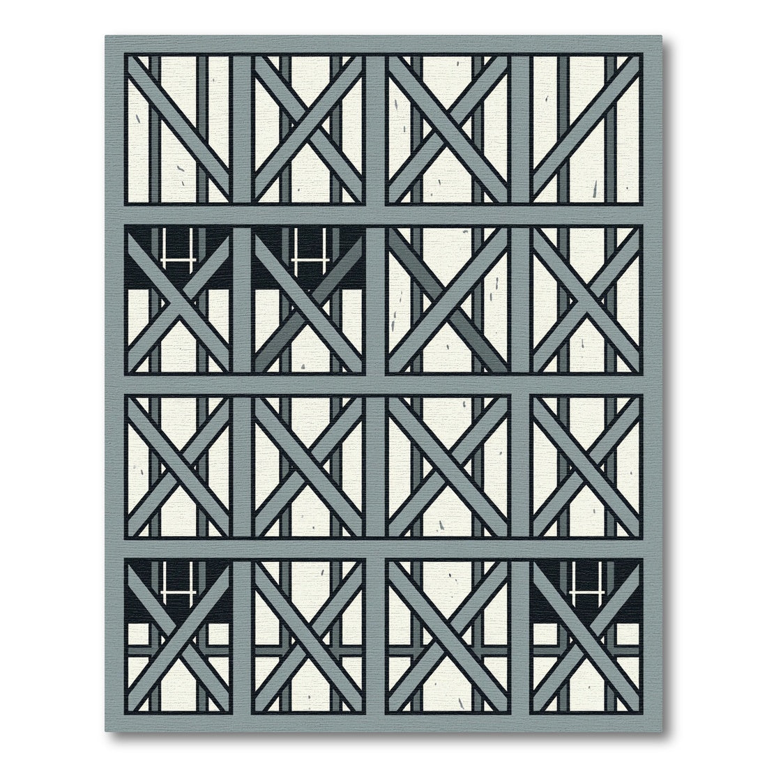 Gray Geometric Interlocking Square Window Rug