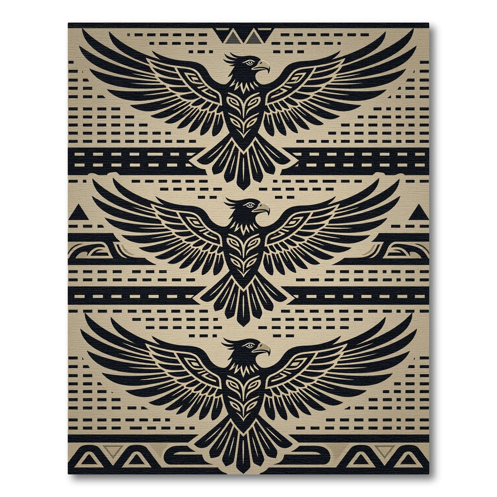 Bold Black Eagle Tribal Harmony Rug