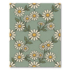 Sage Green Daisy Botanical Meadow Rug