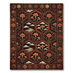 Terracotta Hexagonal Floral Cloud Tapestry Rug