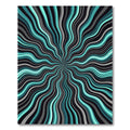 Teal and Gray Wavy Radial Burst Rug