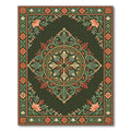 Ornate Botanical Medallion Sage Gold Flourish Rug