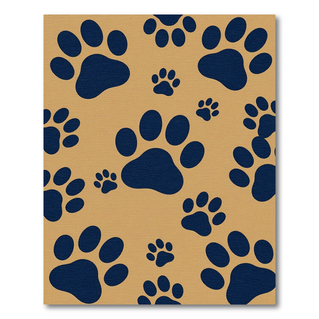 Navy Paw Print Tan Area Rug
