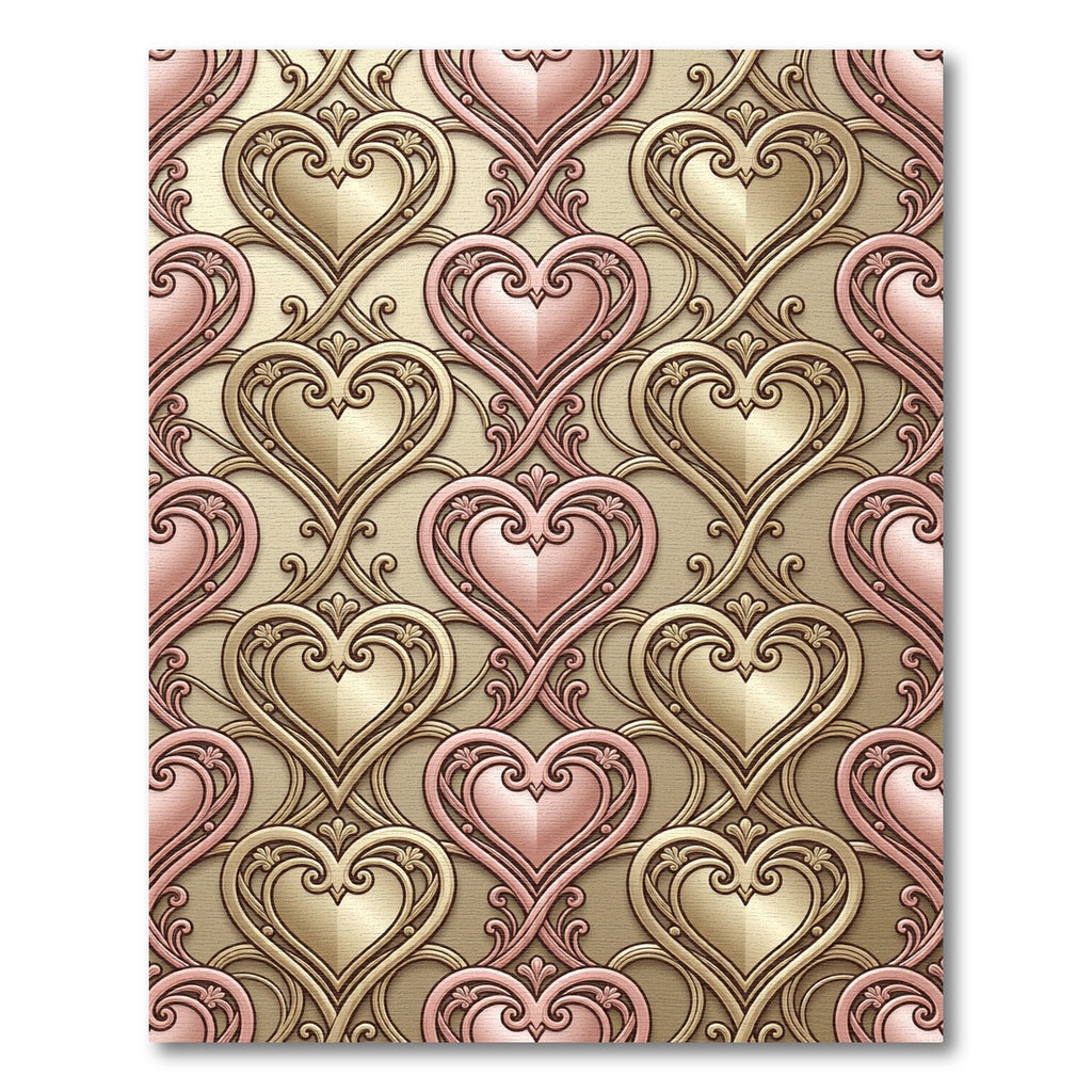 Ornate Rose Gold Heart Filigree Rug