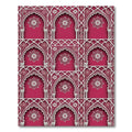 Burgundy Archway Floral Damask Lattice Rug