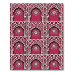 Burgundy Archway Floral Damask Lattice Rug