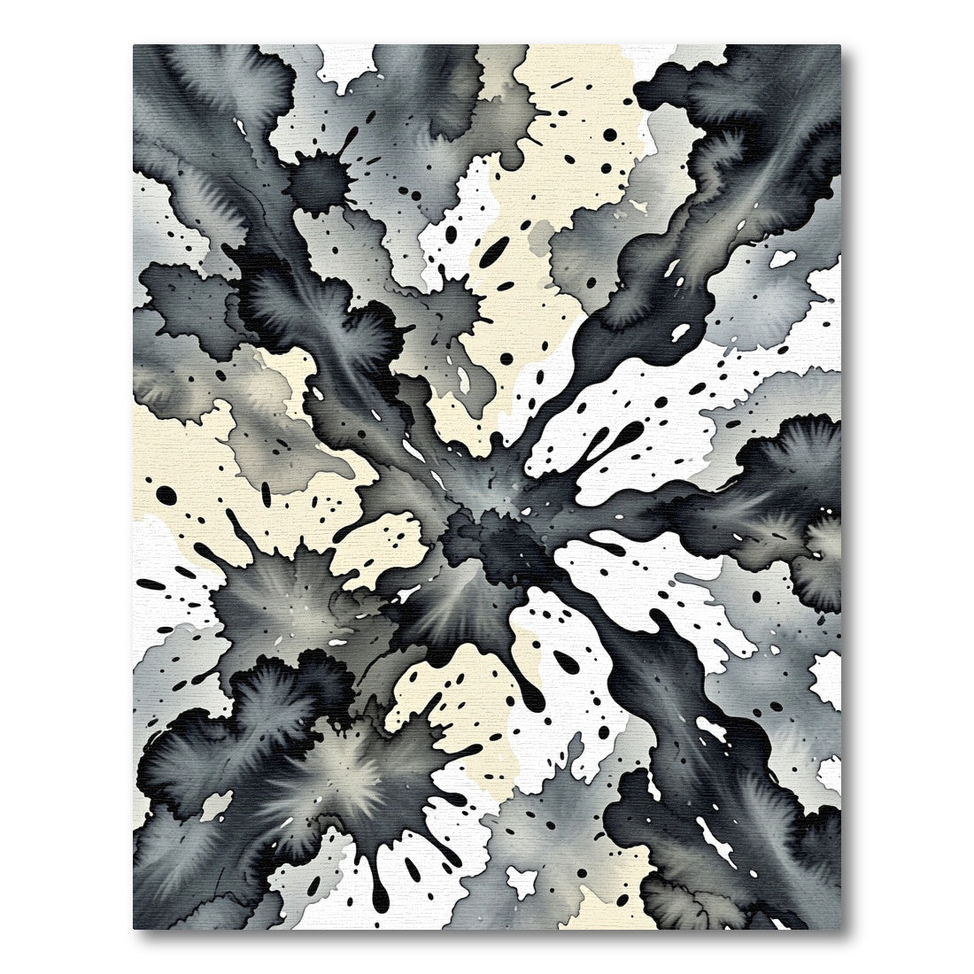 Dark Gray Ink Splatter Abstract Rug