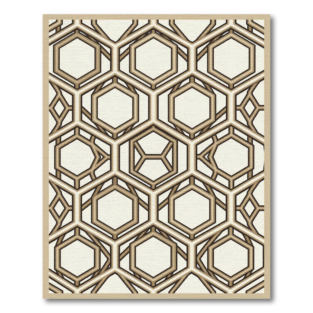 Sophisticated Beige and Brown Geometric Hexagon Rug