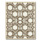 Sophisticated Beige and Brown Geometric Hexagon Rug