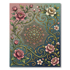 Floral Medallion with Golden Vines Rug