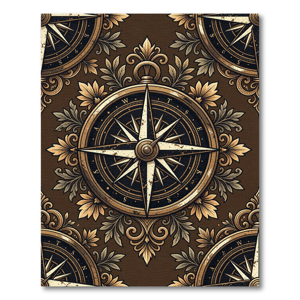 Vintage Golden Compass Floral Medallion Rug