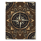 Vintage Golden Compass Floral Medallion Rug