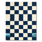 Navy and Cream Coastal Checkerboard Landscape Rug