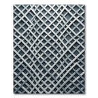 Contemporary Gray Interwoven Geometric Grid Rug