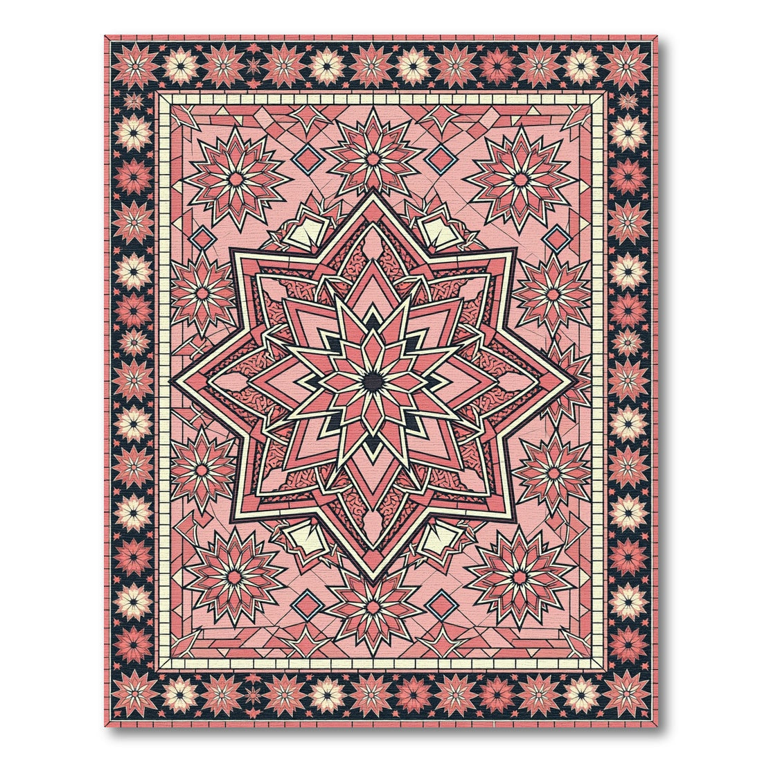 Pink Starburst Geometric Mandala Rug