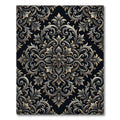 Baroque Charcoal Gold Ornate Scrollwork Rug