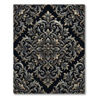 Baroque Charcoal Gold Ornate Scrollwork Rug