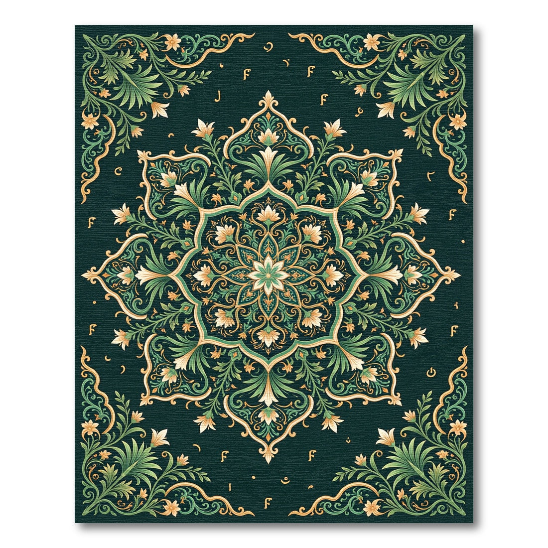 Ornate Verdant Bloom Mandala Rug
