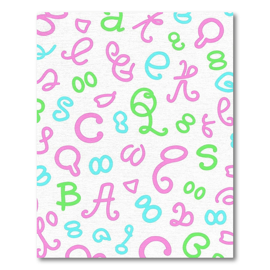 Playful Script Alphabet Pink Blue Green Rug