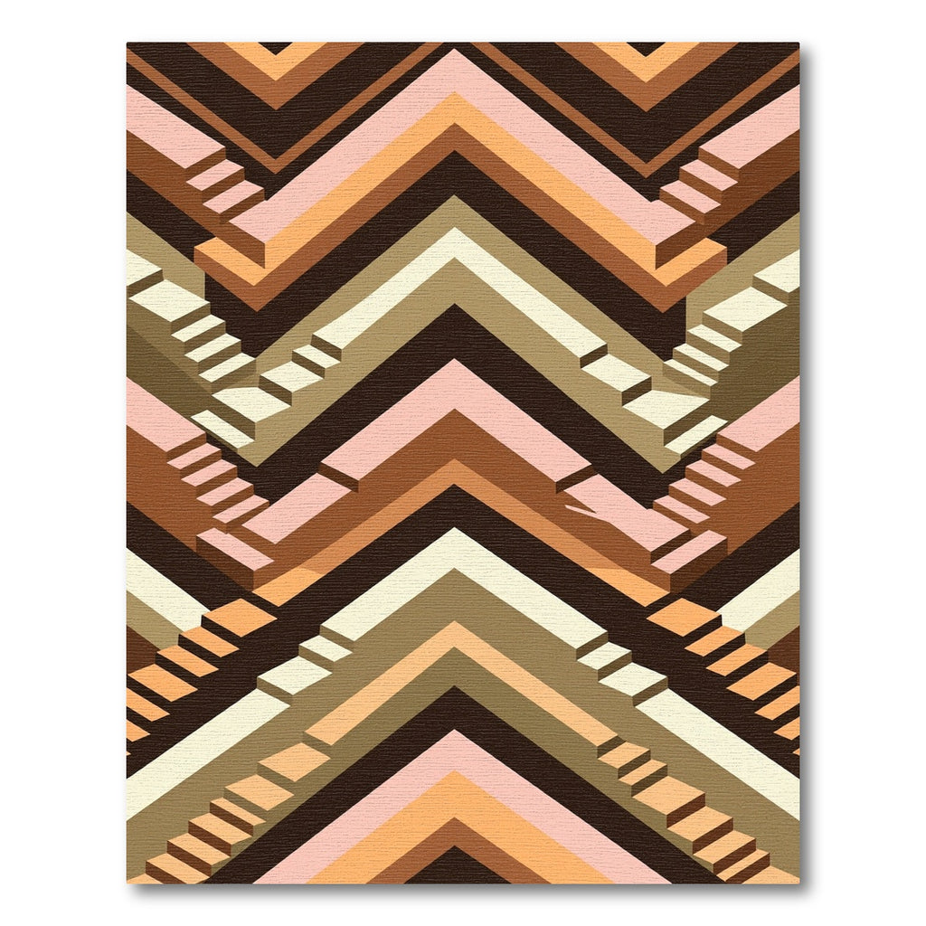 Earthy Tones Geometric Staircase Illusion Rug
