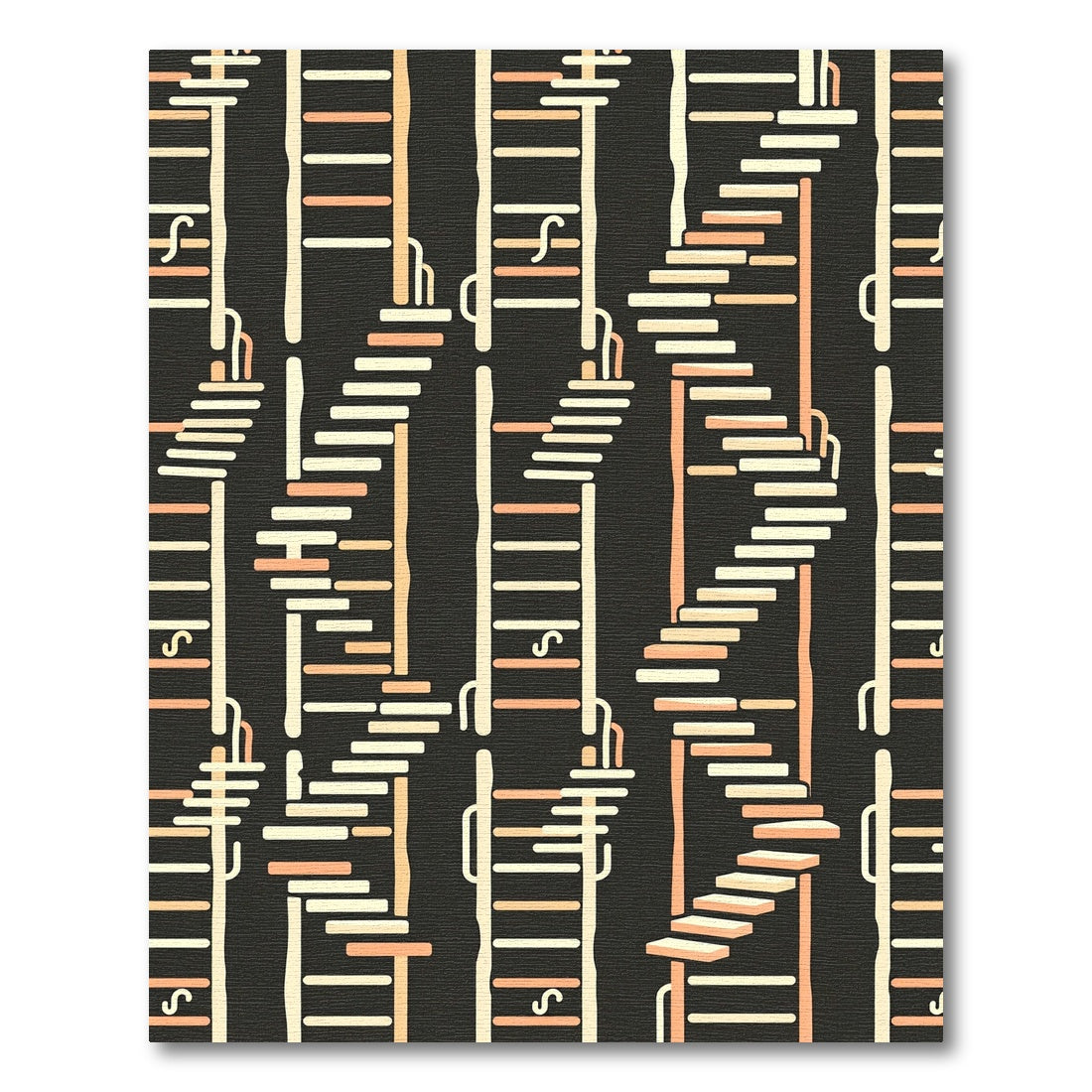 Off-White Peach Staircase Arrangement Rug