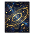 Golden Celestial Planetary Orbit Rug