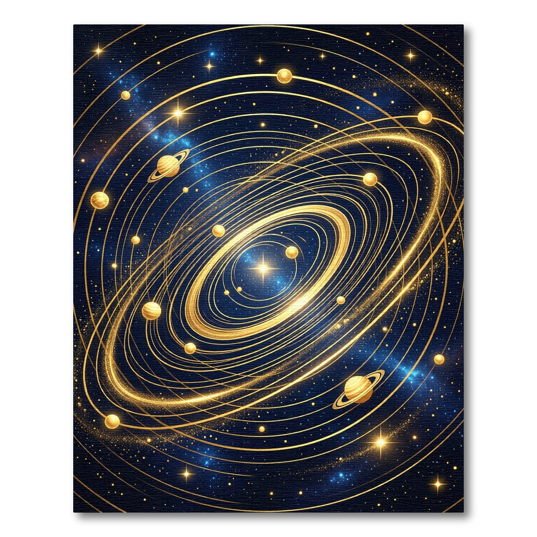 Golden Celestial Planetary Orbit Rug