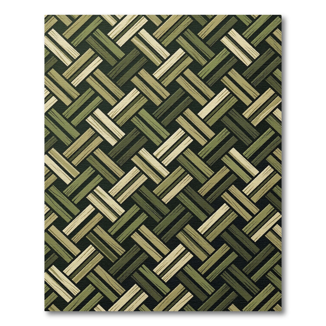 Forest Green Woven Basket Tweed Rug