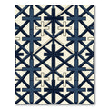 Navy Blue Geometric Cross Grid Rug