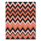 Coral and Charcoal Layered Zigzag Rug