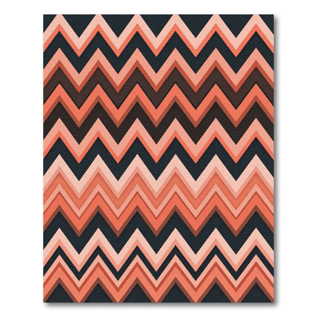 Coral and Charcoal Layered Zigzag Rug