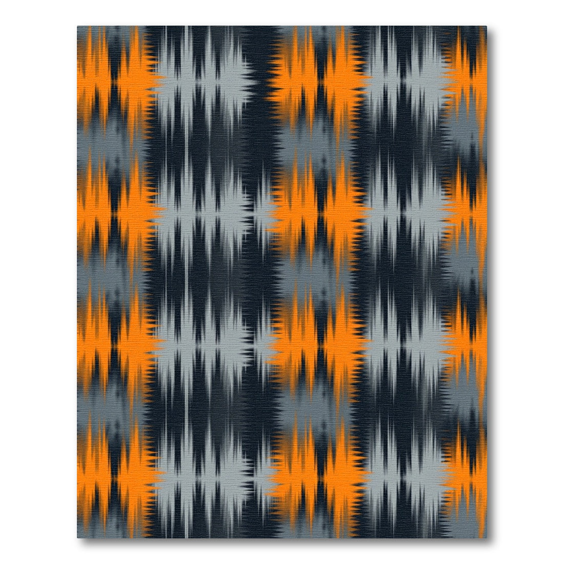 Modern Grey and Orange Zigzag Wave Rug