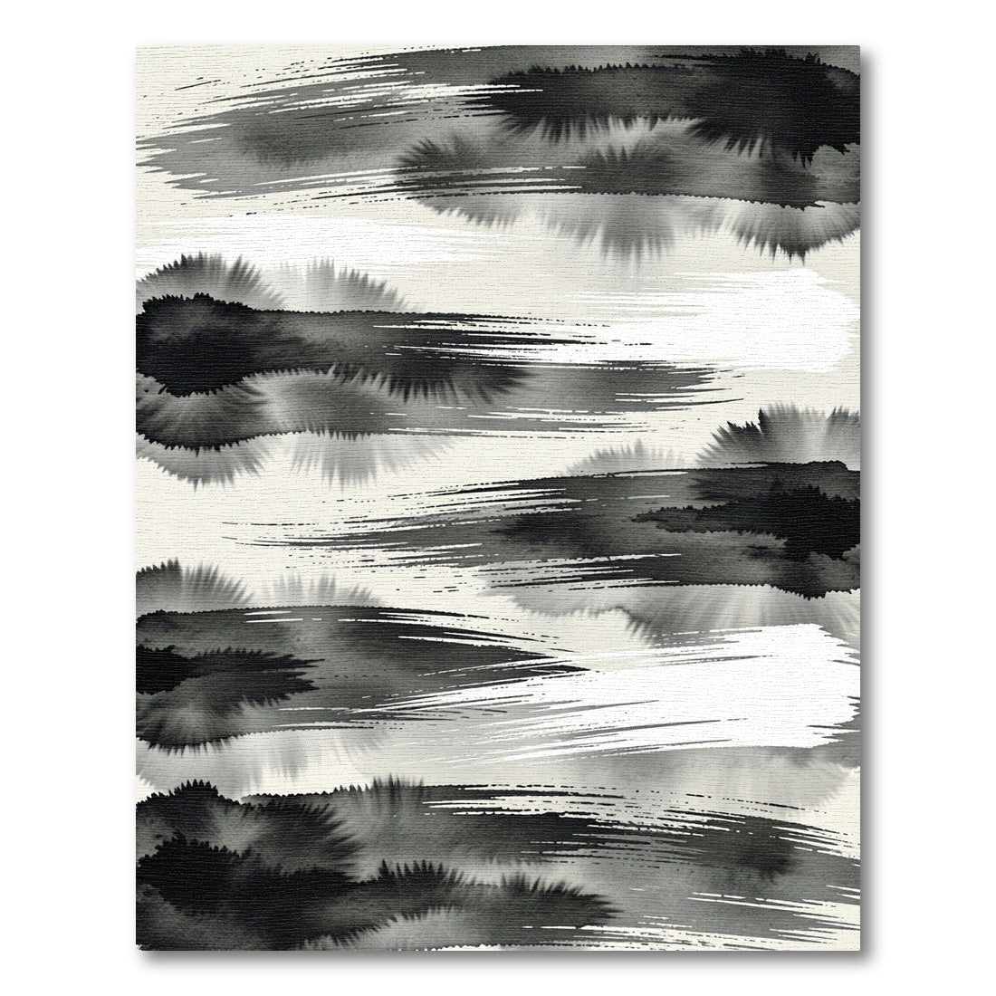 Monochrome Ink Brush Strokes Rug