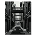 Monochromatic Cityscape Courtyard Aerial Bridge Rug