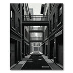 Monochromatic Cityscape Courtyard Aerial Bridge Rug