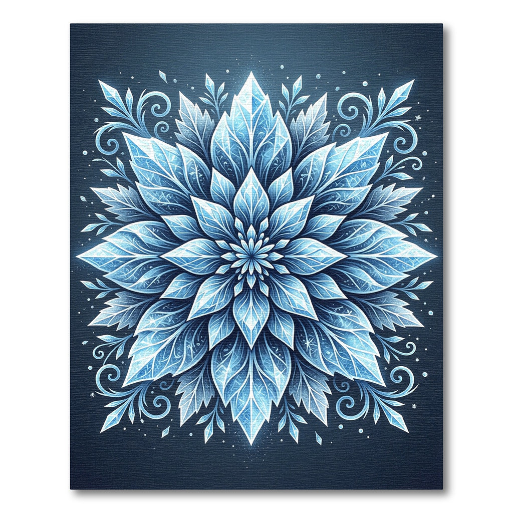 Icy Blue Crystal Floral Mandala Rug
