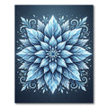 Icy Blue Crystal Floral Mandala Rug
