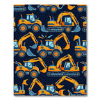 Playful Yellow Construction Excavator Illustration Rug