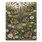 Whimsical Woodland Mouse Floral Meadow Rug