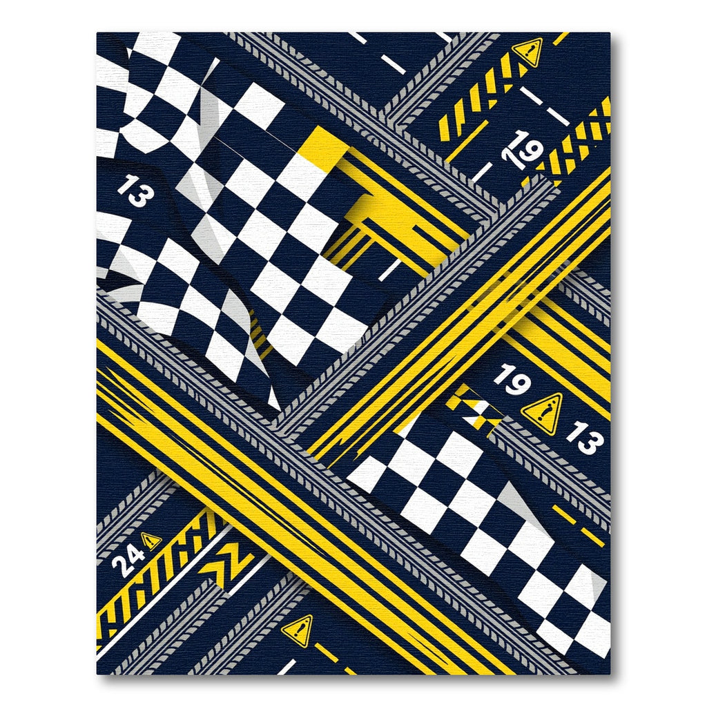 Dynamic Racing Checkered Yellow Track Rug