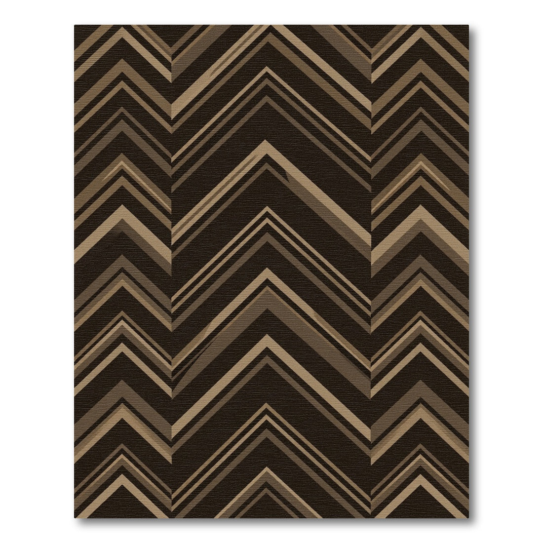 Sophisticated Brown Chevron Geometric Zigzag Rug