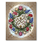 Elegant Baroque Floral Wreath Medallion Rug